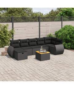 vidaXL 8-cz. zestaw wypoczynkowy do ogrodu, z poduszkami, czarny Dārza mēbeļu komplekti