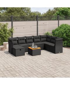 vidaXL 9-cz. zestaw wypoczynkowy do ogrodu, z poduszkami, czarny Dārza mēbeļu komplekti