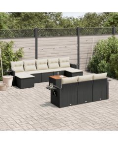 vidaXL 11-cz. zestaw wypoczynkowy do ogrodu, poduszki czarny rattan PE Dārza mēbeļu komplekti