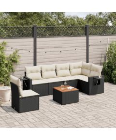 vidaXL 7-cz. zestaw wypoczynkowy do ogrodu, z poduszkami, czarny Dārza mēbeļu komplekti