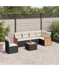 vidaXL 7-cz. zestaw wypoczynkowy do ogrodu, z poduszkami, czarny Dārza mēbeļu komplekti