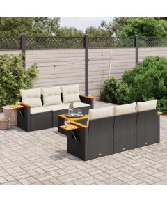 vidaXL 7-cz. zestaw wypoczynkowy do ogrodu, z poduszkami, czarny Dārza mēbeļu komplekti