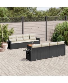 vidaXL 9-cz. zestaw wypoczynkowy do ogrodu, z poduszkami, czarny Dārza mēbeļu komplekti