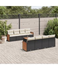 vidaXL 9-cz. zestaw wypoczynkowy do ogrodu, z poduszkami, czarny Dārza mēbeļu komplekti