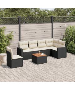 vidaXL 7-cz. zestaw wypoczynkowy do ogrodu, z poduszkami, czarny Dārza mēbeļu komplekti