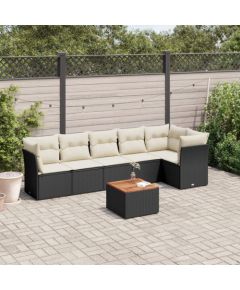 vidaXL 7-cz. zestaw wypoczynkowy do ogrodu, z poduszkami, czarny Dārza mēbeļu komplekti