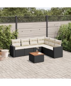 vidaXL 7-cz. zestaw wypoczynkowy do ogrodu, z poduszkami, czarny Dārza mēbeļu komplekti