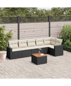 vidaXL 7-cz. zestaw wypoczynkowy do ogrodu, z poduszkami, czarny Dārza mēbeļu komplekti