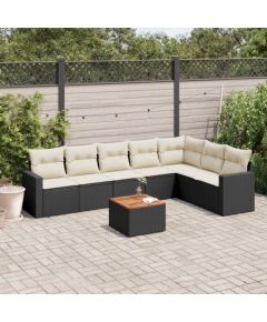 vidaXL 8-cz. zestaw wypoczynkowy do ogrodu, z poduszkami, czarny Dārza mēbeļu komplekti