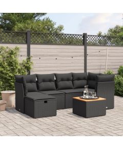 vidaXL 7-cz. zestaw wypoczynkowy do ogrodu, z poduszkami, czarny Dārza mēbeļu komplekti