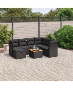 vidaXL 8-cz. zestaw wypoczynkowy do ogrodu, z poduszkami, czarny Dārza mēbeļu komplekti