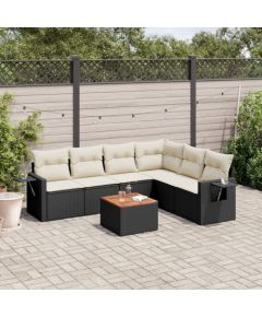 vidaXL 7-cz. zestaw wypoczynkowy do ogrodu, z poduszkami, czarny Dārza mēbeļu komplekti