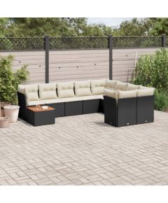 vidaXL 10-cz. zestaw wypoczynkowy do ogrodu, poduszki czarny rattan PE Dārza mēbeļu komplekti