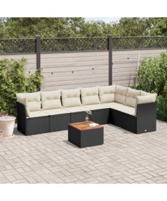 vidaXL 8-cz. zestaw wypoczynkowy do ogrodu, z poduszkami, czarny Dārza mēbeļu komplekti