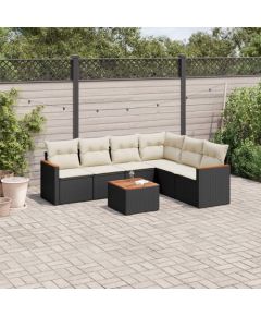 vidaXL 7-cz. zestaw wypoczynkowy do ogrodu, z poduszkami, czarny Dārza mēbeļu komplekti