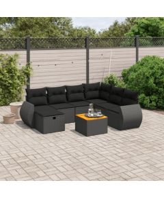 vidaXL 8-cz. zestaw wypoczynkowy do ogrodu, z poduszkami, czarny Dārza mēbeļu komplekti