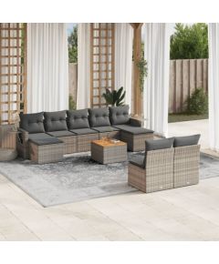 vidaXL 10-cz. zestaw wypoczynkowy do ogrodu, z poduszkami, szary Dārza mēbeļu komplekti