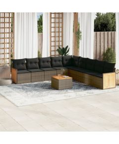 vidaXL 10-cz. zestaw wypoczynkowy do ogrodu, z poduszkami, szary Dārza mēbeļu komplekti