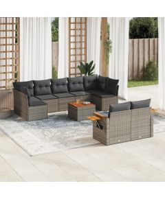 vidaXL 10-cz. zestaw wypoczynkowy do ogrodu, z poduszkami, szary Dārza mēbeļu komplekti