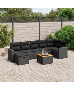 vidaXL 8-cz. zestaw wypoczynkowy do ogrodu, z poduszkami, czarny Dārza mēbeļu komplekti