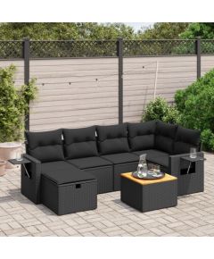 vidaXL 7-cz. zestaw wypoczynkowy do ogrodu, z poduszkami, czarny Dārza mēbeļu komplekti