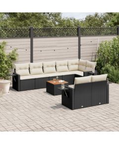 vidaXL 9-cz. zestaw wypoczynkowy do ogrodu, z poduszkami, czarny Dārza mēbeļu komplekti