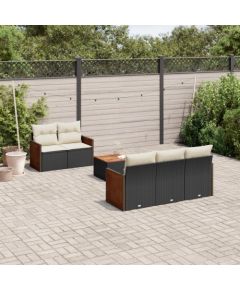 vidaXL 6-cz. zestaw mebli ogrodowych z poduszkami, czarny polirattan Dārza mēbeļu komplekti