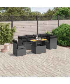 vidaXL 7-cz. zestaw wypoczynkowy do ogrodu, z poduszkami, czarny Dārza mēbeļu komplekti