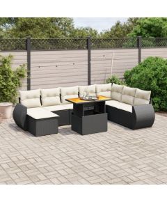 vidaXL 9-cz. zestaw wypoczynkowy do ogrodu, z poduszkami, czarny Dārza mēbeļu komplekti