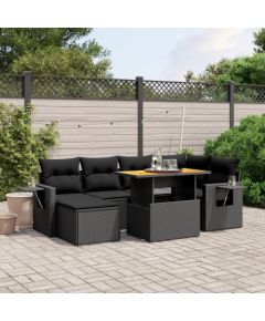 vidaXL 7-cz. zestaw wypoczynkowy do ogrodu, z poduszkami, czarny Dārza mēbeļu komplekti