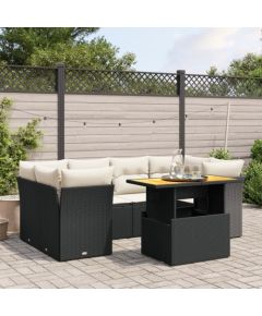 vidaXL 7-cz. zestaw wypoczynkowy do ogrodu, z poduszkami, czarny Dārza mēbeļu komplekti