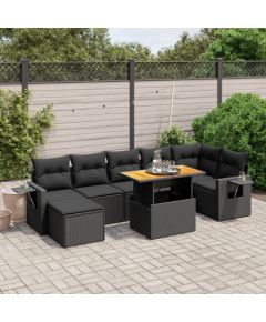 vidaXL 8-cz. zestaw wypoczynkowy do ogrodu, z poduszkami, czarny Dārza mēbeļu komplekti