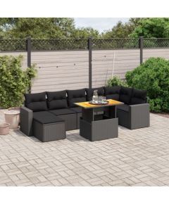 vidaXL 8-cz. zestaw wypoczynkowy do ogrodu, z poduszkami, czarny Dārza mēbeļu komplekti