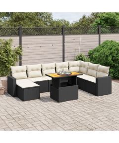 vidaXL 9-cz. zestaw wypoczynkowy do ogrodu, z poduszkami, czarny Dārza mēbeļu komplekti