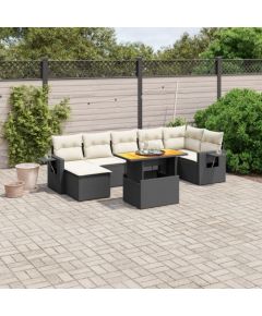 vidaXL 8-cz. zestaw wypoczynkowy do ogrodu, z poduszkami, czarny Dārza mēbeļu komplekti