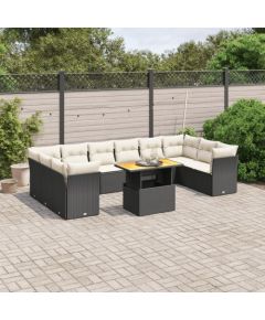 vidaXL 11-cz. zestaw wypoczynkowy do ogrodu, poduszki czarny rattan PE Dārza mēbeļu komplekti