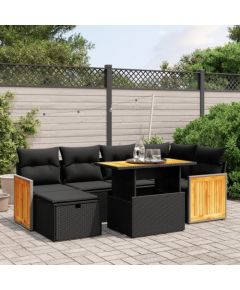 vidaXL 7-cz. zestaw wypoczynkowy do ogrodu, z poduszkami, czarny Dārza mēbeļu komplekti