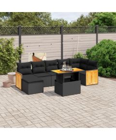 vidaXL 8-cz. zestaw wypoczynkowy do ogrodu, z poduszkami, czarny Dārza mēbeļu komplekti