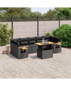 vidaXL 8-cz. zestaw wypoczynkowy do ogrodu, z poduszkami, czarny Dārza mēbeļu komplekti