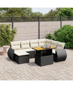 vidaXL 8-cz. zestaw wypoczynkowy do ogrodu, z poduszkami, czarny Dārza mēbeļu komplekti