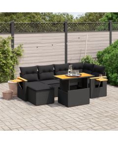 vidaXL 7-cz. zestaw wypoczynkowy do ogrodu, z poduszkami, czarny Dārza mēbeļu komplekti