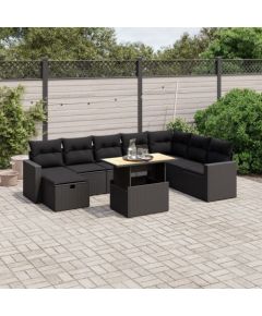 vidaXL 9-cz. zestaw wypoczynkowy do ogrodu, z poduszkami, czarny Dārza mēbeļu komplekti