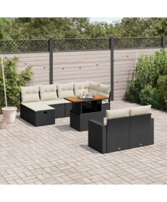 vidaXL 11-cz. zestaw wypoczynkowy do ogrodu, poduszki czarny rattan PE Dārza mēbeļu komplekti