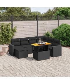 vidaXL 8-cz. zestaw wypoczynkowy do ogrodu, z poduszkami, czarny Dārza mēbeļu komplekti