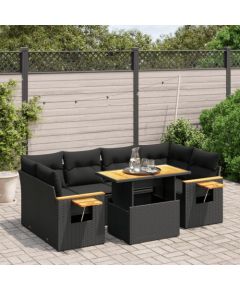 vidaXL 7-cz. zestaw wypoczynkowy do ogrodu, z poduszkami, czarny Dārza mēbeļu komplekti