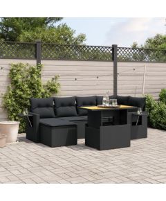 vidaXL 7-cz. zestaw wypoczynkowy do ogrodu, z poduszkami, czarny Dārza mēbeļu komplekti