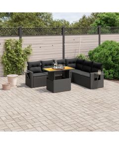 vidaXL 7-cz. zestaw wypoczynkowy do ogrodu, z poduszkami, czarny Dārza mēbeļu komplekti