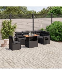 vidaXL 7-cz. zestaw wypoczynkowy do ogrodu, z poduszkami, czarny Dārza mēbeļu komplekti