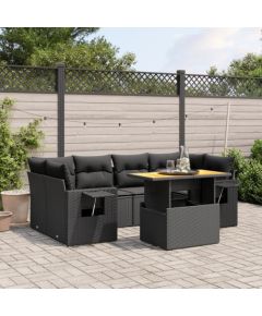 vidaXL 7-cz. zestaw wypoczynkowy do ogrodu, z poduszkami, czarny Dārza mēbeļu komplekti