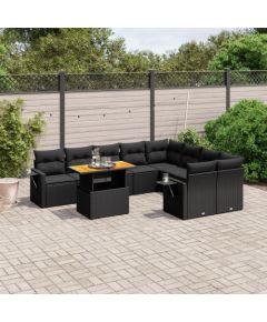 vidaXL 10-cz. zestaw wypoczynkowy do ogrodu, poduszki czarny rattan PE Dārza mēbeļu komplekti